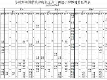2025至2026学年度苏州太湖国家旅游度假区舟山实验小学体育与健康总任课表
